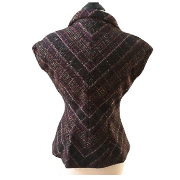 CAbi Style #691 "Cinch It Up" Women Sz M Brown Plaid Wool Blend Belted Vest - Picture 4 of 9